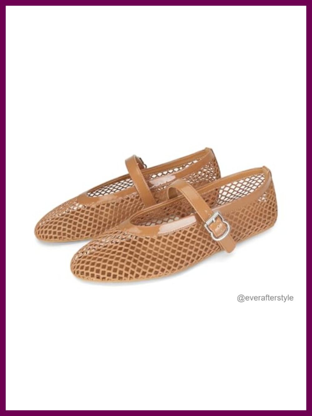 Mesh Ballet Flats Buckle Strap Comfy Casual Office Fishnet Ballerina Shoes